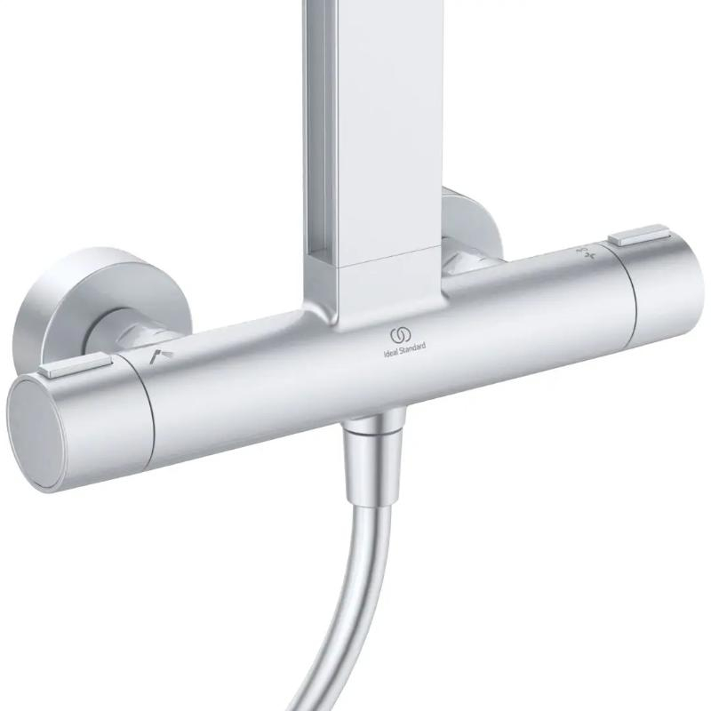 Coloană de duș Ideal Standard Ceratherm Alu+, termostatată, 2 jeturi, silver